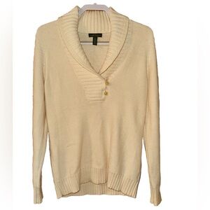 LRL Lauren Jeans Co. Ralph Lauren Women’s Collared Sweater Cream Ivory XL